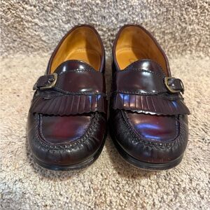 Cole Haan Burgundy Leather Loafers with Buckle